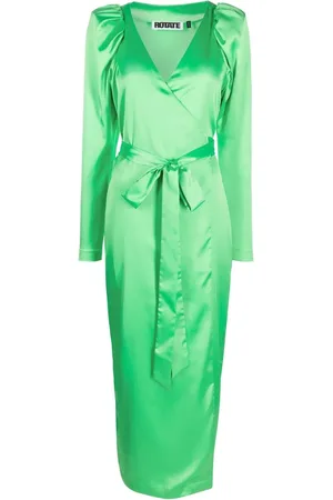 ROTATE Robe portefeuille en satin à manches longues