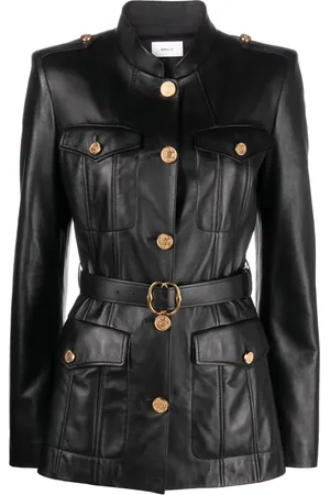 Bally Veste en cuir à taille ceinturée