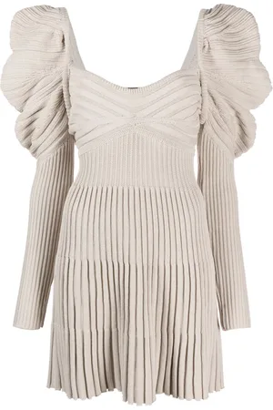 Cult Gaia Robe courte nervurée à manches boutonnées