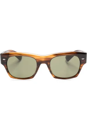 Oliver Peoples Lunettes de soleil rectangulaires à effet écailles de tortue