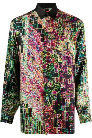 FERRARI Chemise en soie à imprimé graphique
