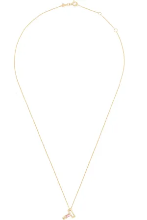 Aliita Collier Letra T en 9ct serti de tourmaline rose