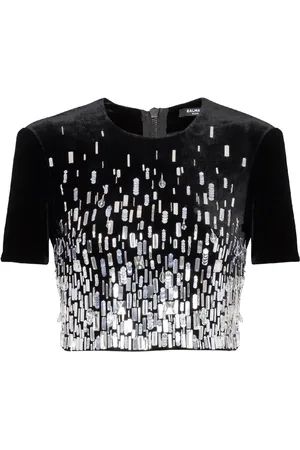 Balmain Blouse crop à sequins