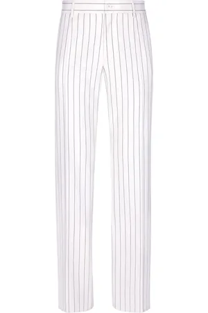 Dolce & Gabbana Pantalon rayé en laine à coupe droite