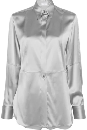 Brunello Cucinelli Chemise en satin à manches longues