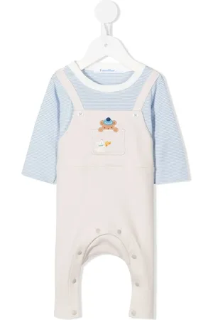 Familiar Ensemble haut-salopette à motif Teddy Bear brodé