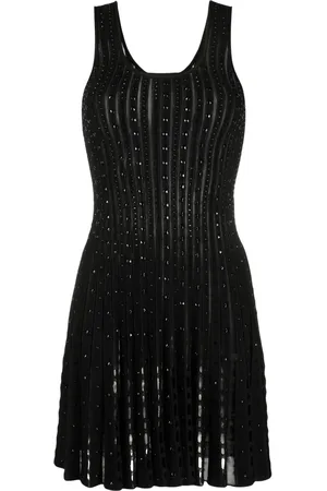 VERSACE Robe mi-longue plissée à design sans manches