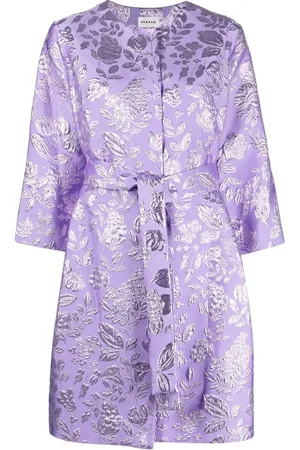 P.A.R.O.S.H. Manteau ceinturé à fleurs en jacquard métallisé