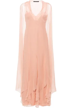 Alberta Ferretti Robe longue en soie à volants