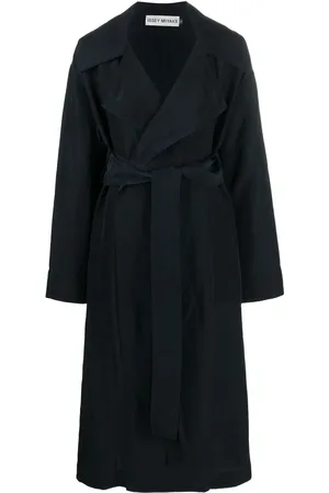 Issey Miyake Manteau ceinturé à simple boutonnage