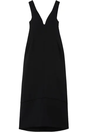 Jil Sander Robe longue en laine à encolure cœur