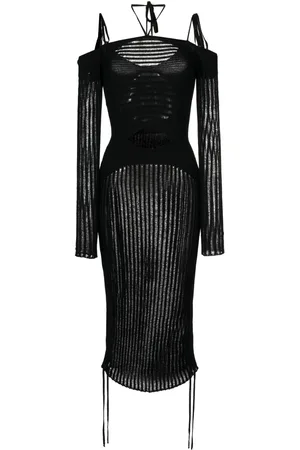ANDREADAMO Robe mi-longue à effet de transparence