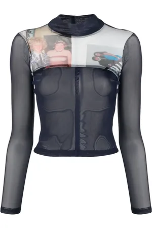 ECKHAUS LATTA Haut en résille Prom à coupe crop
