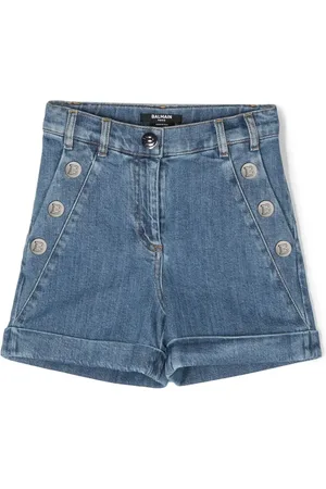Balmain Short en jean zippé à boutons