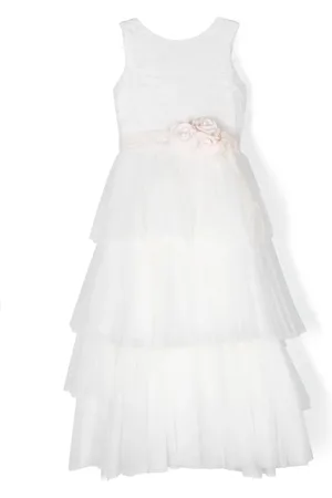 Mimilù Robe en tulle à fleurs appliquées