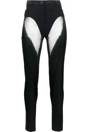 MUGLER Pantalon évasé à empiècement transparent