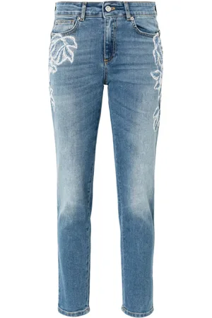 Ermanno Firenze Jean skinny à fleurs brodées