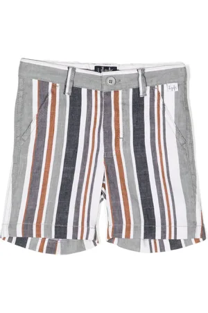 Il gufo Short rayé en coton et lin mélangés