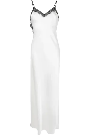 Alberta Ferretti Robe-nuisette longue asymétrique à détails en dentelle