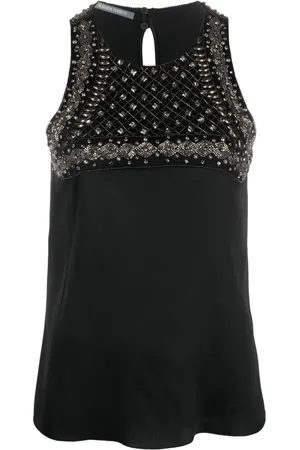 Alberta Ferretti Blouse sans manches à ornements de perles
