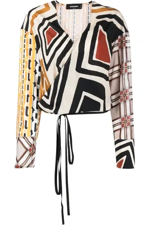 Dsquared2 Blouse cache-cœur à imprimé géométrique