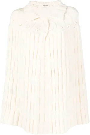 Saint Laurent Poncho à maille épaisse en crochet