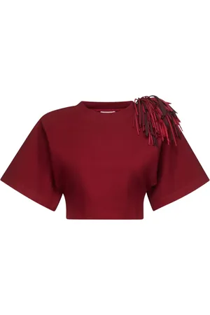 AREA T-shirt crop à broche frangée