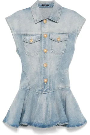 Balmain Robe en jean à coupe courte
