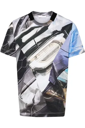 Helmut Lang T-shirt en coton à imprimé abstrait