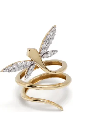 ANAPSARA Bague Micro Dragonfly en 18ct pavée de diamants