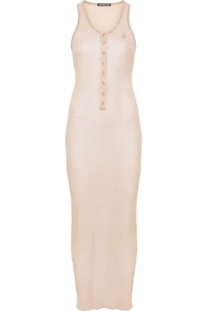 ANDREADAMO Robe longue en maille fine nervurée