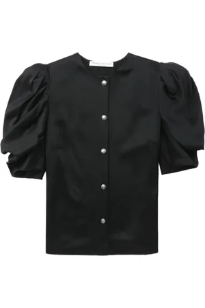 Alessandra Rich Chemise sans col à manches bouffantes