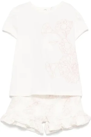 PATACHOU Lot short-t-shirt à fleurs brodées