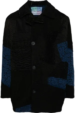 BY WALID Manteau boutonné à détails patchwork