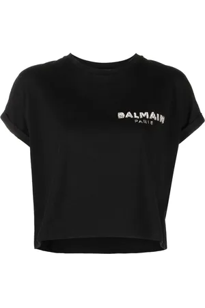 Balmain T-shirt à logo brodé de sequins