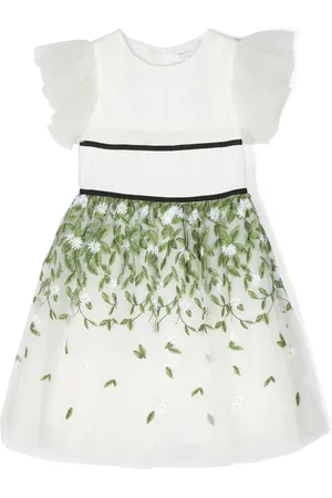 MONNALISA Robe à broderies feuillage
