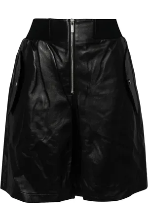 Helmut Lang Short en cuir à fermeture zippée