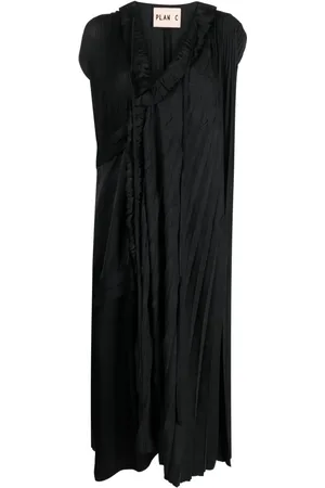 Plan C Robe mi-longue à effet plissé