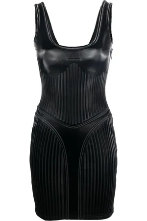 MUGLER Robe courte ajustée à rayures
