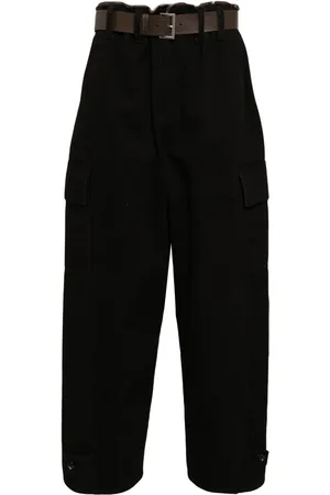 SYSTEM Pantalon cargo en coton à taille ceinturée
