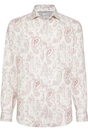 Brunello Cucinelli Chemise en lin à imprimé cachemire