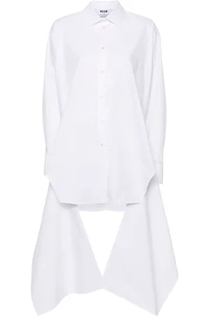 Msgm Robe-chemise en coton à détail noué