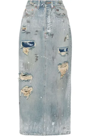 Vetements Minijupe en jean à effet usé