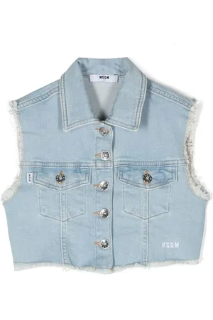 Msgm Gilet en jean à bords francs