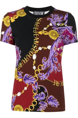 VERSACE T-shirt en coton à imprimé baroque
