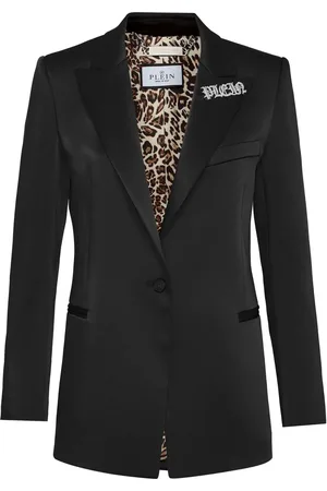 Philipp Plein Blazer satiné à logo strassé
