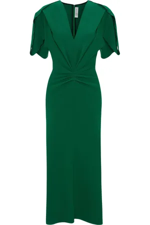 Victoria Beckham Robe mi-longue froncée à col v