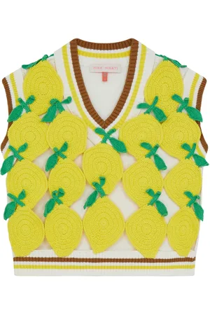 MIRA MIKATI Gilet à empiècments citron en crochet