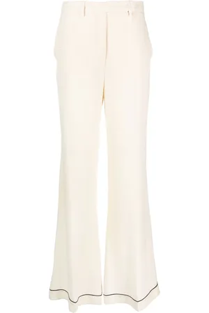 Prada Pantalon évasé en soie à taille haute