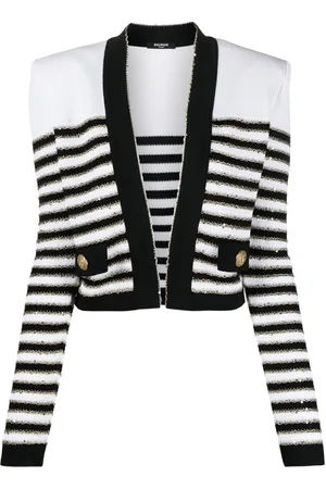 Balmain Veste crop à rayures